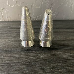MCM Salt & Pepper Shakers Hammered Metal Cone Shaped Atomic